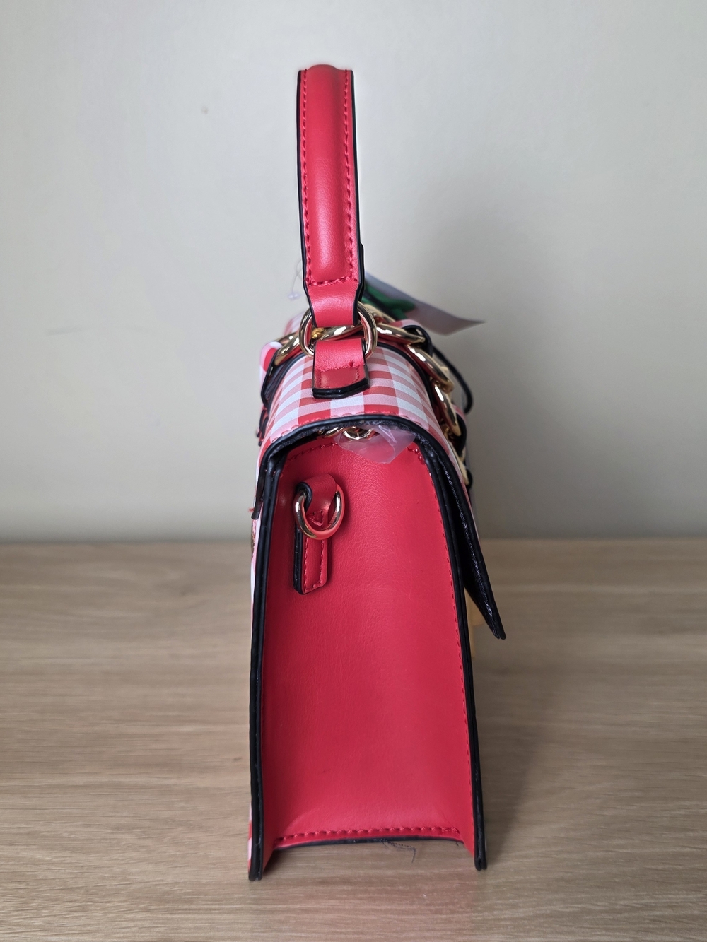 Aldo Red Gingham Strawberry Coin Purse Top-Handle Bag - Picture 4 of 13